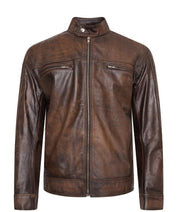 Men antique brown leather jacket, Men brown biker leather jacket