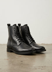 Men Black Ankle Boots, Black Zipper Style Ankle Boots, Boots - 3-4-right-view