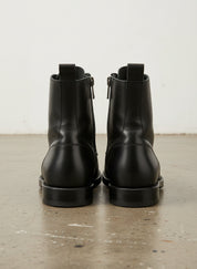 Men Black Ankle Boots, Black Zipper Style Ankle Boots, Boots - back-view