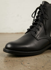 Men Black Ankle Boots, Black Zipper Style Ankle Boots, Boots - detail-view-showing-texture