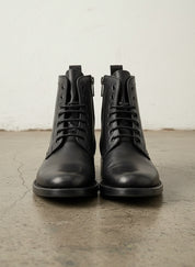 Men Black Ankle Boots, Black Zipper Style Ankle Boots, Boots - front-view