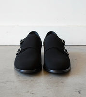 Men Black Color Formal Double Monk Shoes, Classic Suede Dress Shoes - front-view