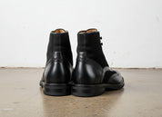 Men Black Combat Boots, Boots, Wing Tip Ankle Boots - back-view