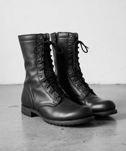 Men Black Combat Boots, Style Leather Boots, Army Boot - angle-view-showing-depth