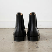 Men Black Leather Handmade Chelsea Boots, Formal Leather Ankle Boots - back-view