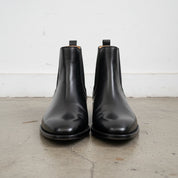Men Black Leather Handmade Chelsea Boots, Formal Leather Ankle Boots - front-view