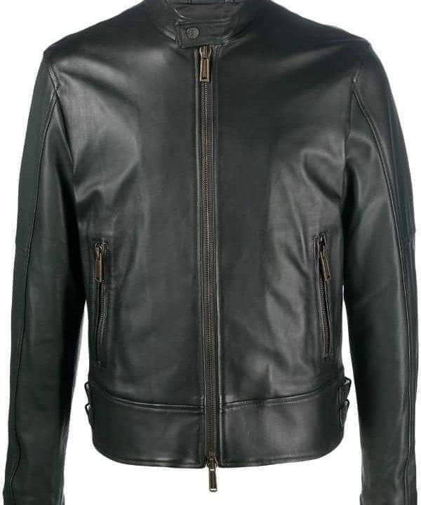 Men Black leather slim fit jacket, Men biker jacket, Motorcycle jacket