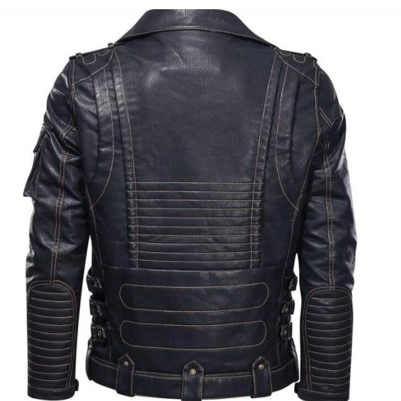 Men Black Leather Stylish Biker Jacket, Racer Jacket for ,Fashion Jacket