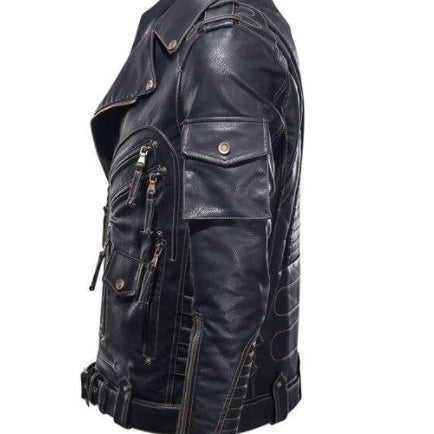 Men Black Leather Stylish Biker Jacket, Racer Jacket for ,Fashion Jacket