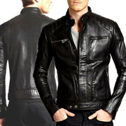 Men black sheep leather slimfit jacket jacket, Men biker leather jacket