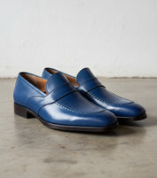 Men Blue Color Leather Shoes, Blue Formal Shoes, Leather Moccasins