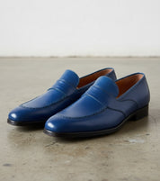 Men Blue Color Leather Shoes, Blue Formal Shoes, Leather Moccasins