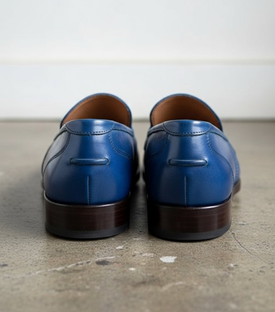 Men Blue Color Leather Shoes, Blue Formal Shoes, Leather Moccasins US 7 / Blue / D - Standard Men Blue Color Leather Shoes, Blue Formal Shoes, Leather Moccasins US 7 / Blue / D - Standard
