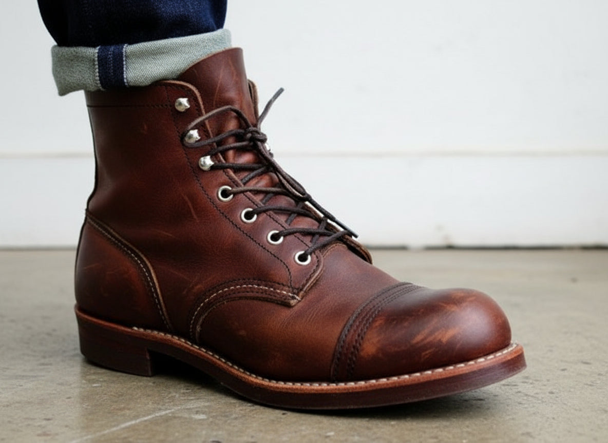 Men Brown Ankle Leather Boots, Leather Boots, Ankle Boots For Mens - detail-view-showing-texture