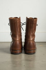 Men Brown Boots, Men Brown High Ankle Combat Boots, Men Boots - back-view