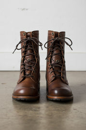 Men Brown Boots, Men Brown High Ankle Combat Boots, Men Boots - front-view