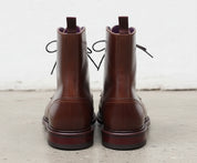 Men Brown Color Leather Ankle Boots, New Leather Lace Up Boots