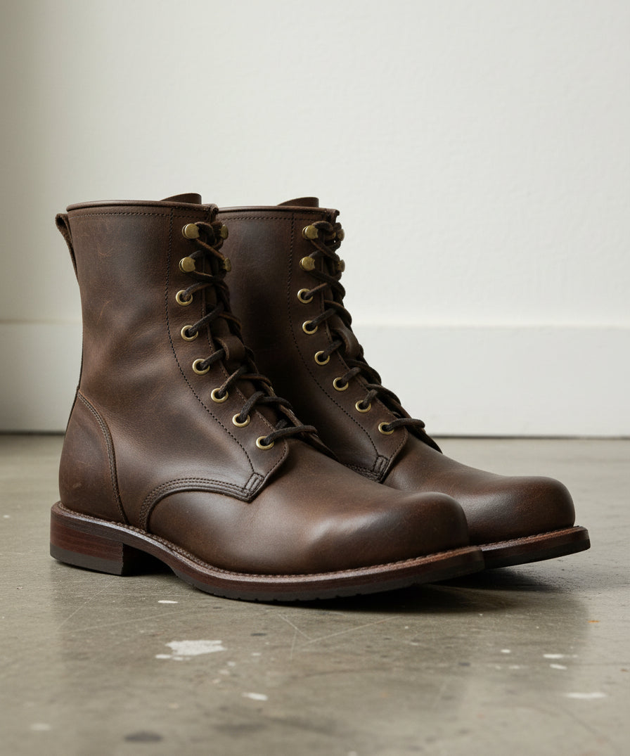 Men Brown Combat Boot, Lace up Boots, Handmade Leather Boot