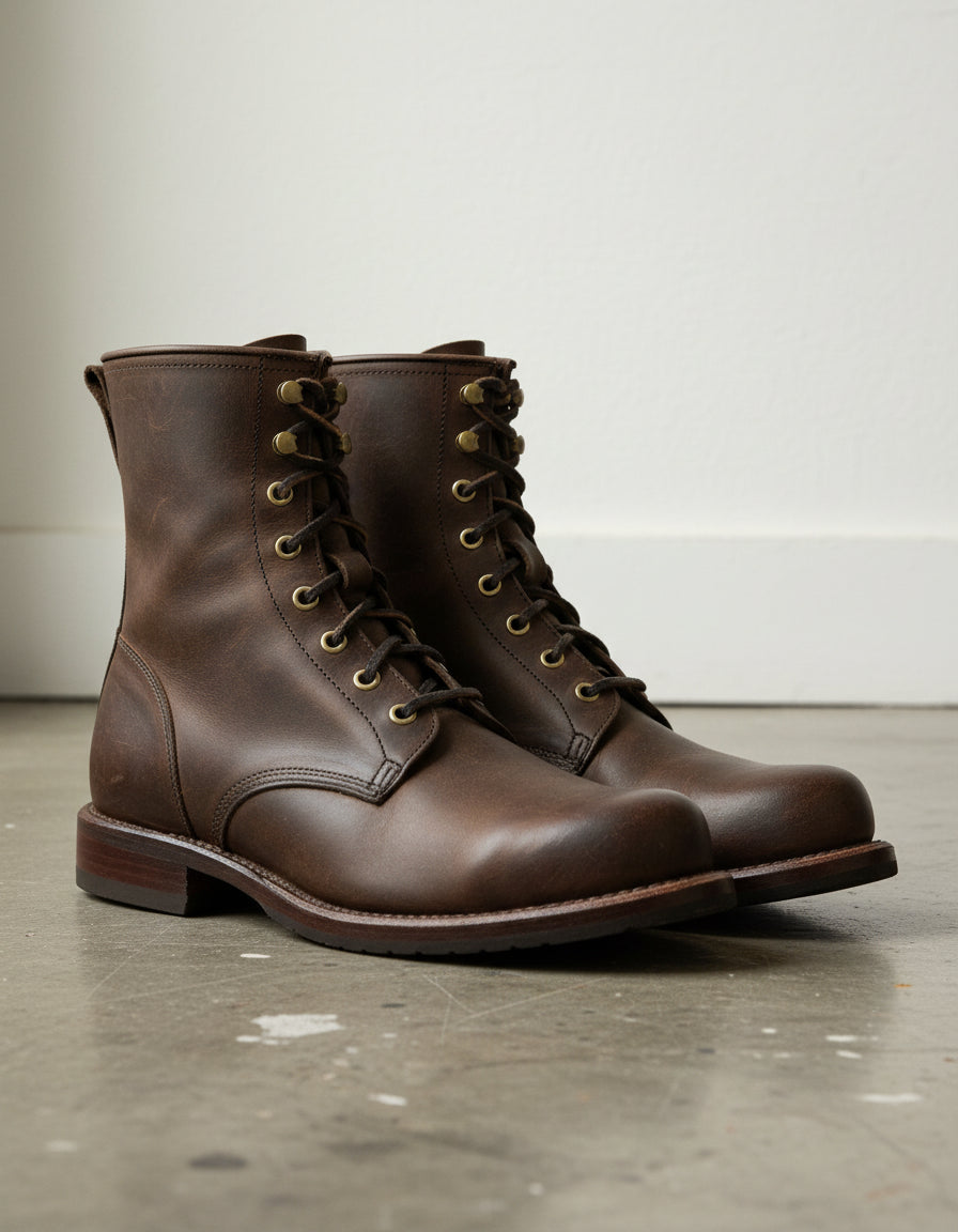 Men Brown Combat Boot, Lace up Boots, Handmade Leather Boot