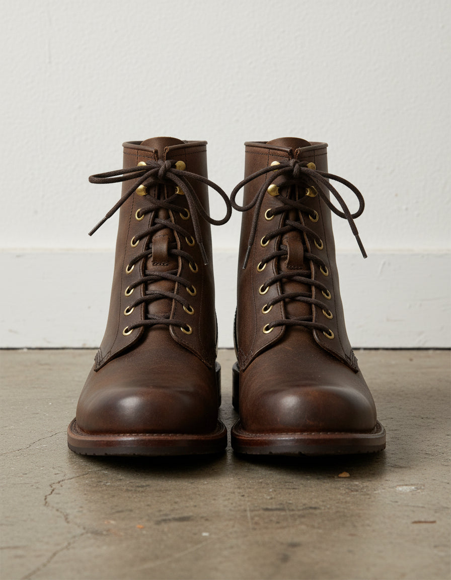 Men Brown Combat Boot, Lace up Boots, Handmade Leather Boot