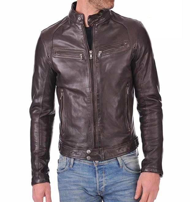 Vintage Men Brown Leather Racers Cafe Biker Jackets, Biker Jackets