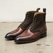 Men Brown Suede And Leather Lace Up Boots, Mens Fashion Leather Boots