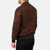 Men's Brown Suede Bomber Jacket — Bainton