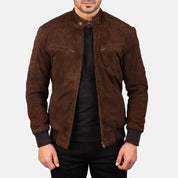Men's Brown Suede Bomber Jacket — Bainton