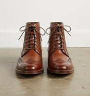 Men Brown Wingtip Brogue Lace Up Boots, Ankle Leather Boot, Mens Boots - front-view