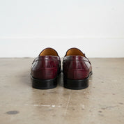 Men Burgundy Alligators Shoes, Men Burgundy Crocodile Textured Loafer - back-view