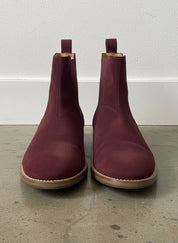 Men Burgundy Color Suede Chelsea Boots Classic Suede Casual Ankle Boots - front-view