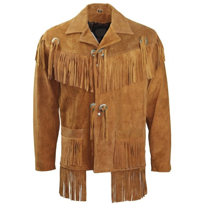 Men Cowboy Genuine Suede Western Jacket, Cowboy Leather Jacket With Fringe