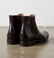 Men Crocodile Boots, Dark Brown Crocodile Texture Boots, Mens Boot