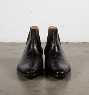 Men Crocodile Boots, Dark Brown Crocodile Texture Boots, Mens Boot