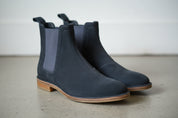 Men Dark Gray Suede Chelsea Boots, Gray Suede Casual Ankle Boots - angle-view-showing-depth