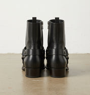 Men Fashion High Ankle Side Zipper Black Boot, Men Genuine Leather Boot - back-view