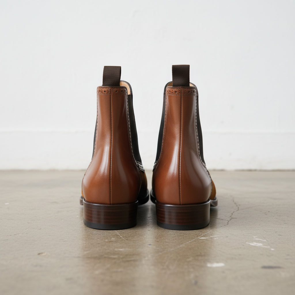 Men Handmade Brown Leather and Suede Chelsea Boots, Casual Boots - back-view