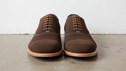 Men handmade Brown suede leather dress shoes, classic brown office shoes - front-view