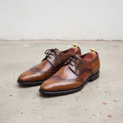 Men Handmade Brown Wingtip Leather Formal Dress Shoes, Men brogue Shoes - 3-4-right-view