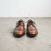 Men Handmade Brown Wingtip Leather Formal Dress Shoes, Men brogue Shoes - front-view