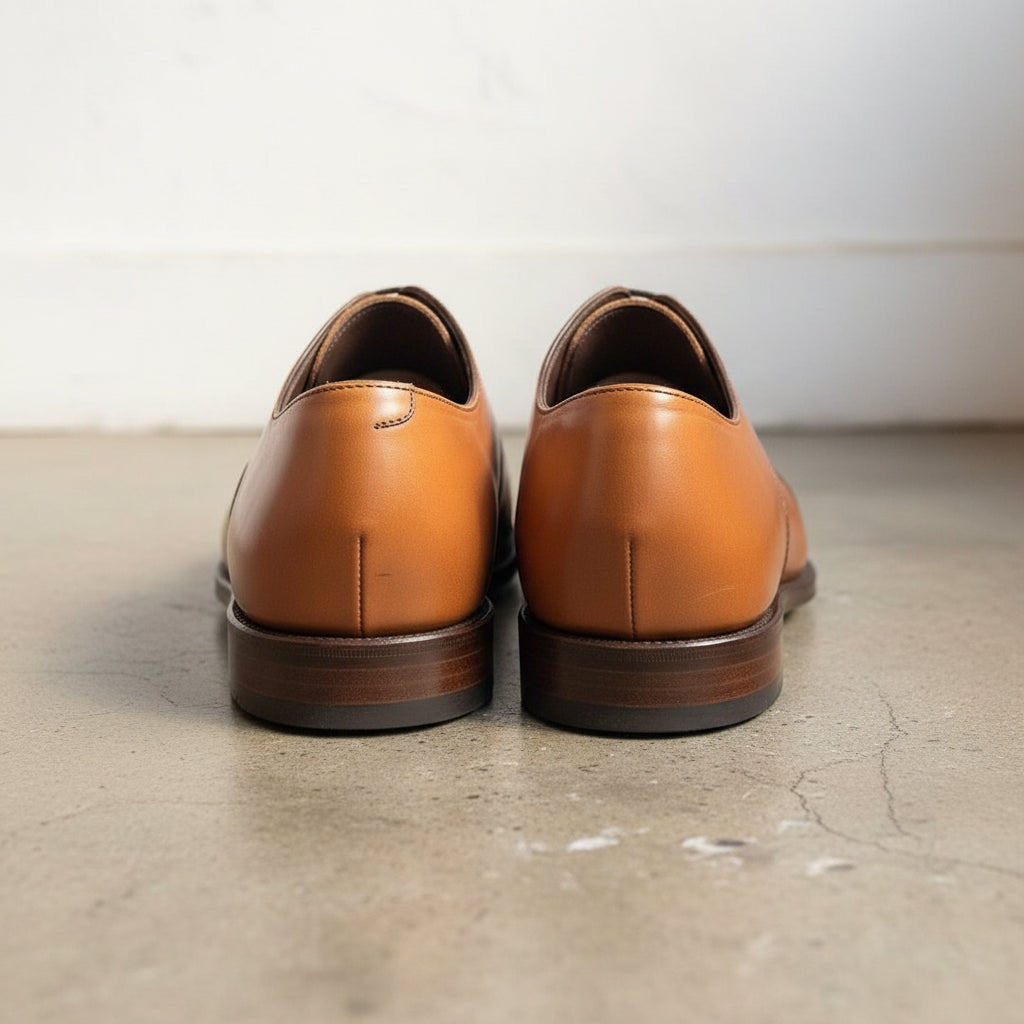 Men Handmade Tan Formal Dress Shoes with Lace up Closure, Dress Shoes - back-view