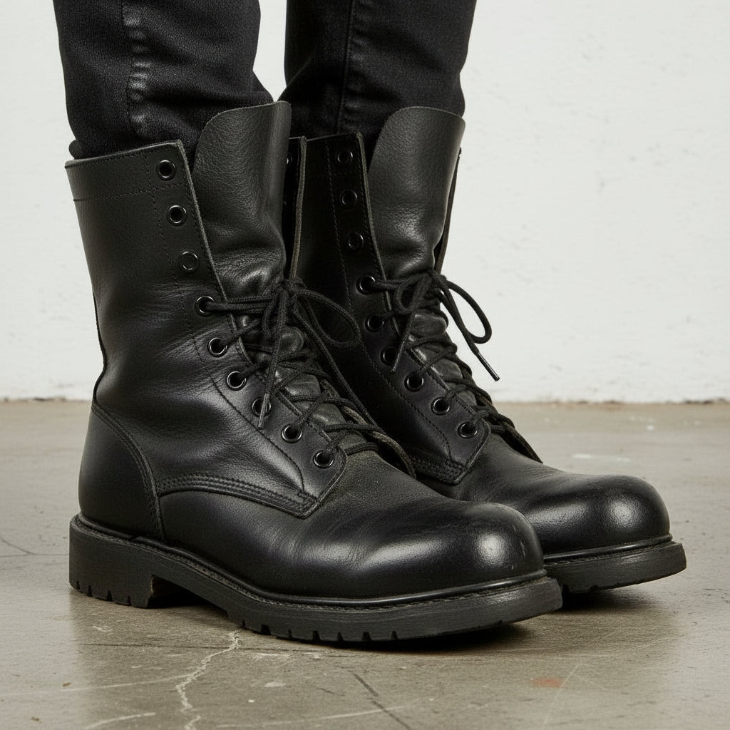 Men Lace up Boots, Men Combat Leather Boots, Men Boots - 3-4-right-view