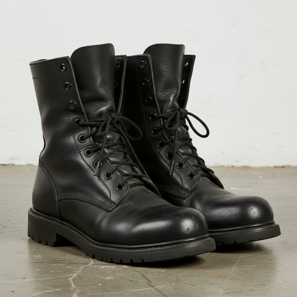Men Lace up Boots, Men Combat Leather Boots, Men Boots - angle-view-showing-depth