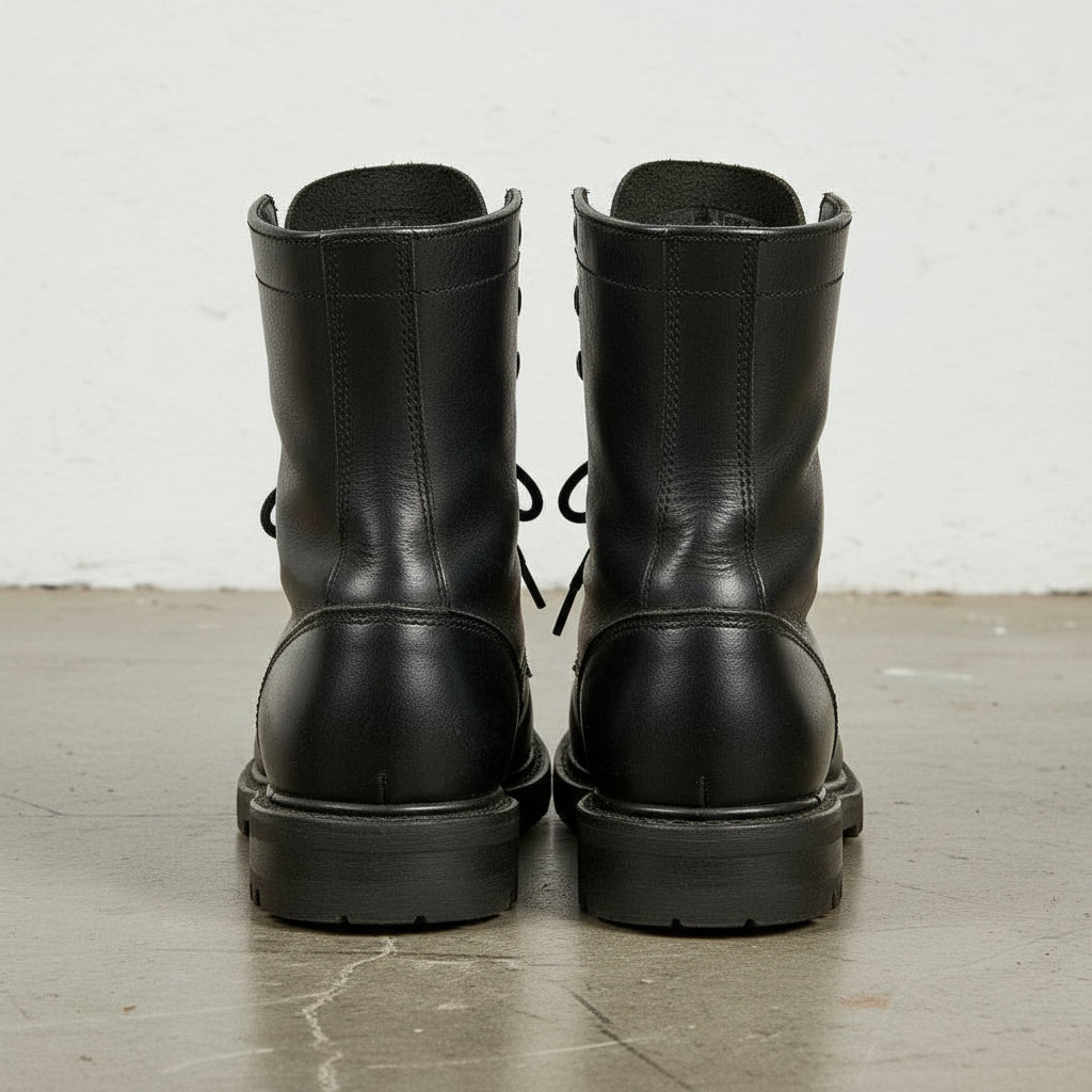 Men Lace up Boots, Men Combat Leather Boots, Men Boots - back-view