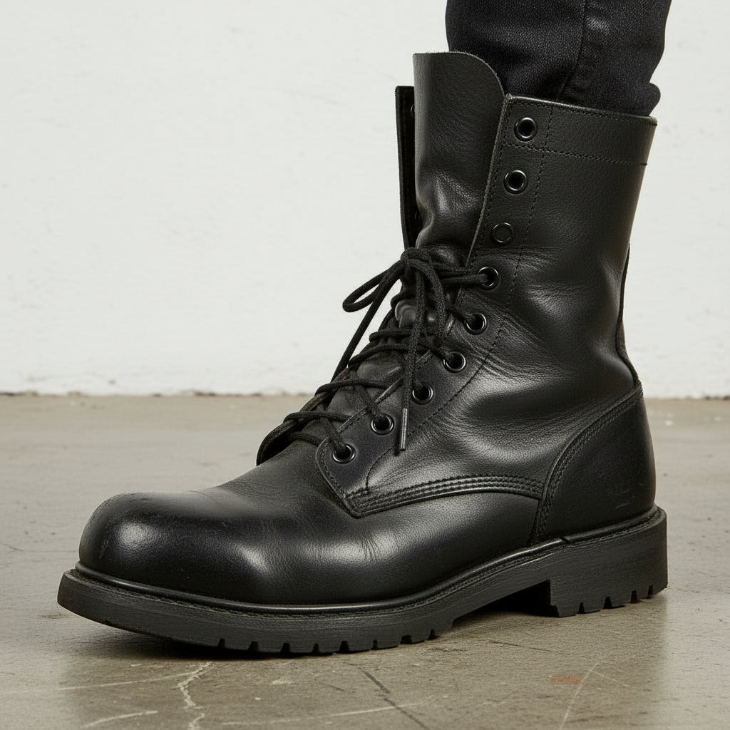 Men Lace up Boots, Men Combat Leather Boots, Men Boots - detail-view-showing-texture