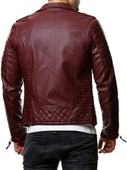 Men Maroon color Fashion leather Jacket, quilted leather jacket