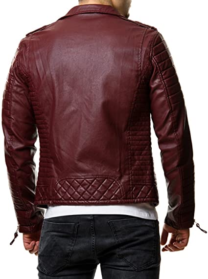 Men Maroon color Fashion leather Jacket, quilted leather jacket