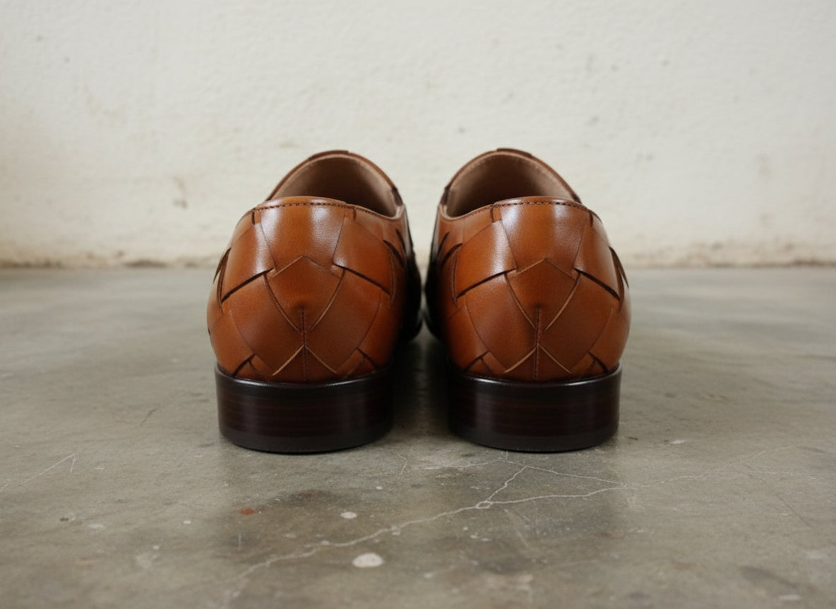 Men Multi Color Leather Strap Loafer Moccasins Shoes Formal Shoes - back-view