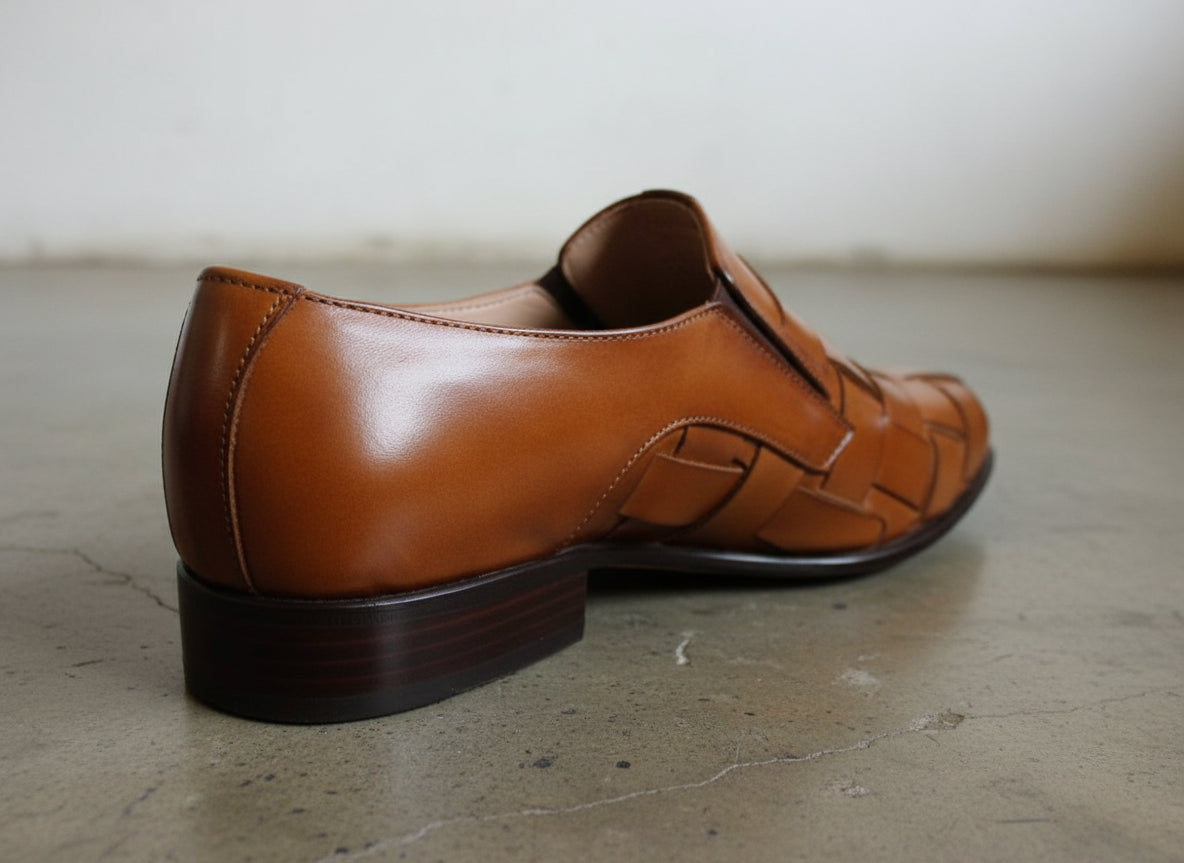 Men Multi Color Leather Strap Loafer Moccasins Shoes Formal Shoes - detail-view-showing-texture