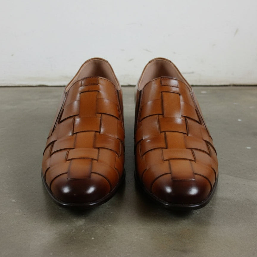 Men Multi Color Leather Strap Loafer Moccasins Shoes Formal Shoes - front-view